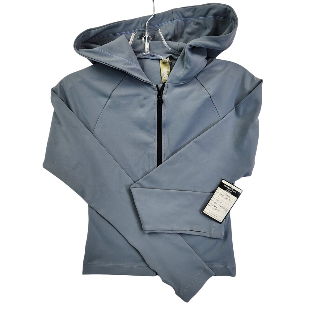 Body‎ by Raven Tracy Blue Gray Zip Up Hoodie Cropped Athleisure Streetwear Gym M